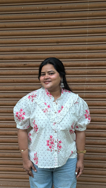 Mridu - White Pink Floral