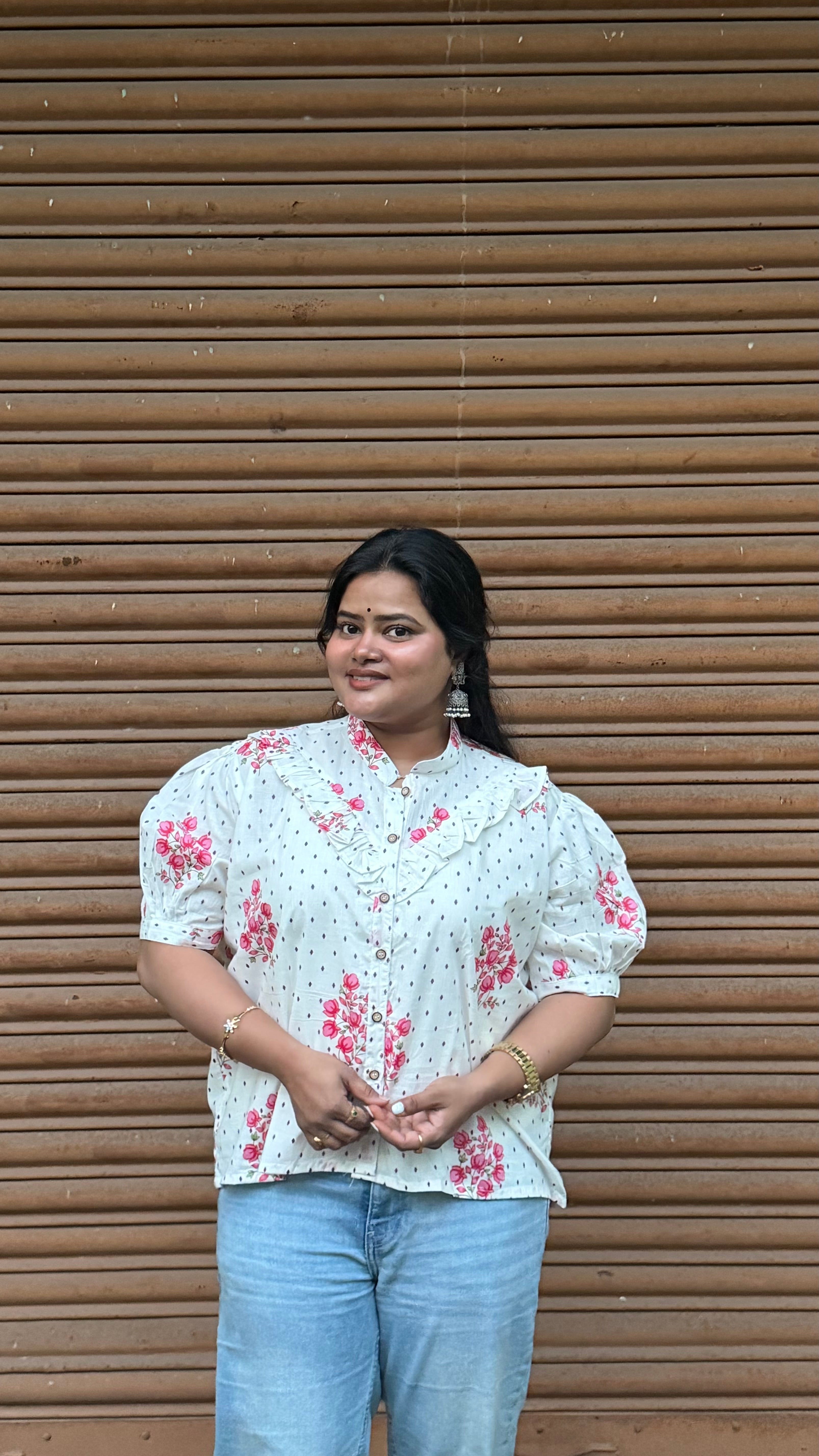 Mridu - White Pink Floral