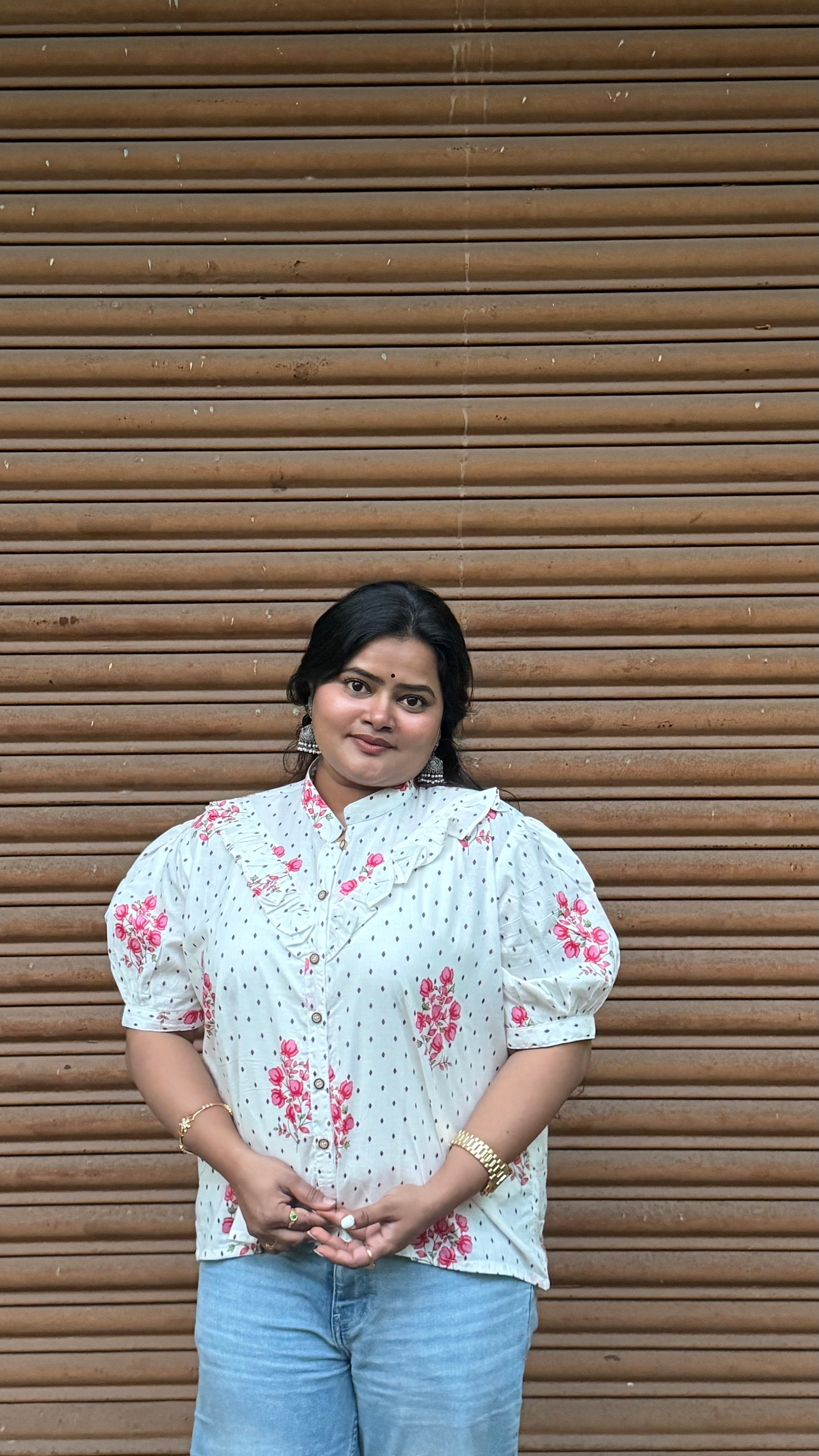 Mridu - White Pink Floral