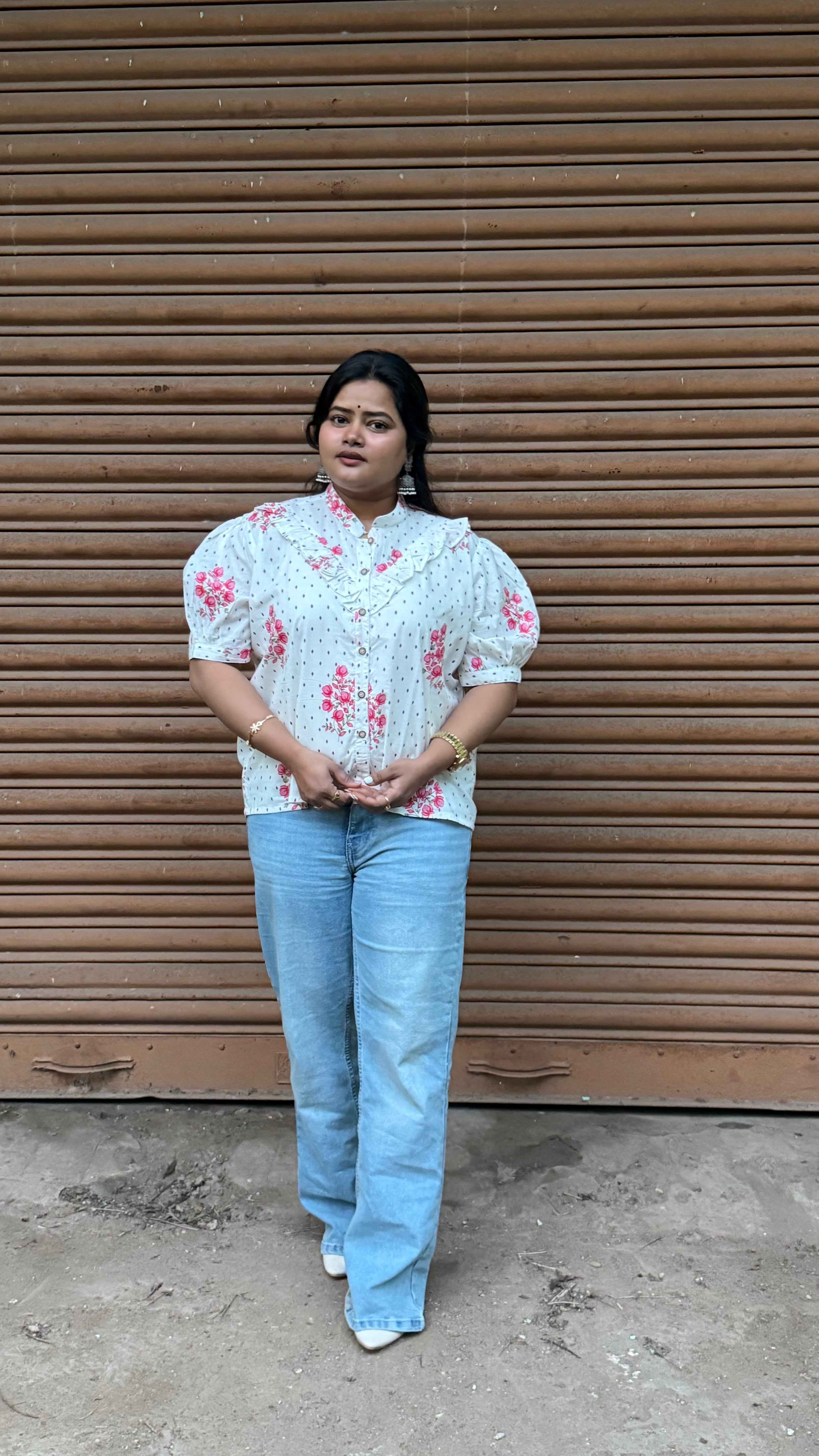 Mridu - White Pink Floral