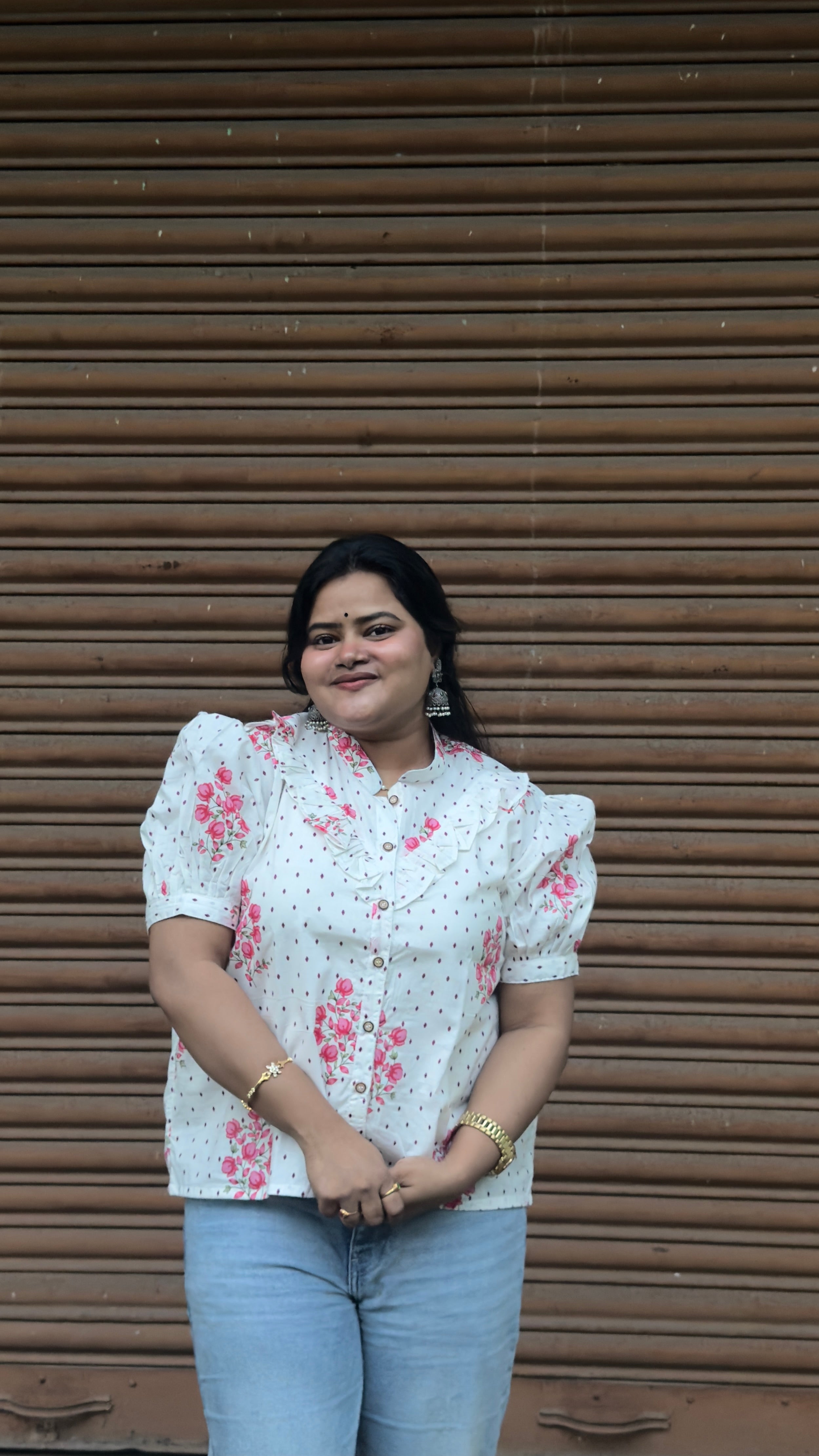 Mridu - White Pink Floral